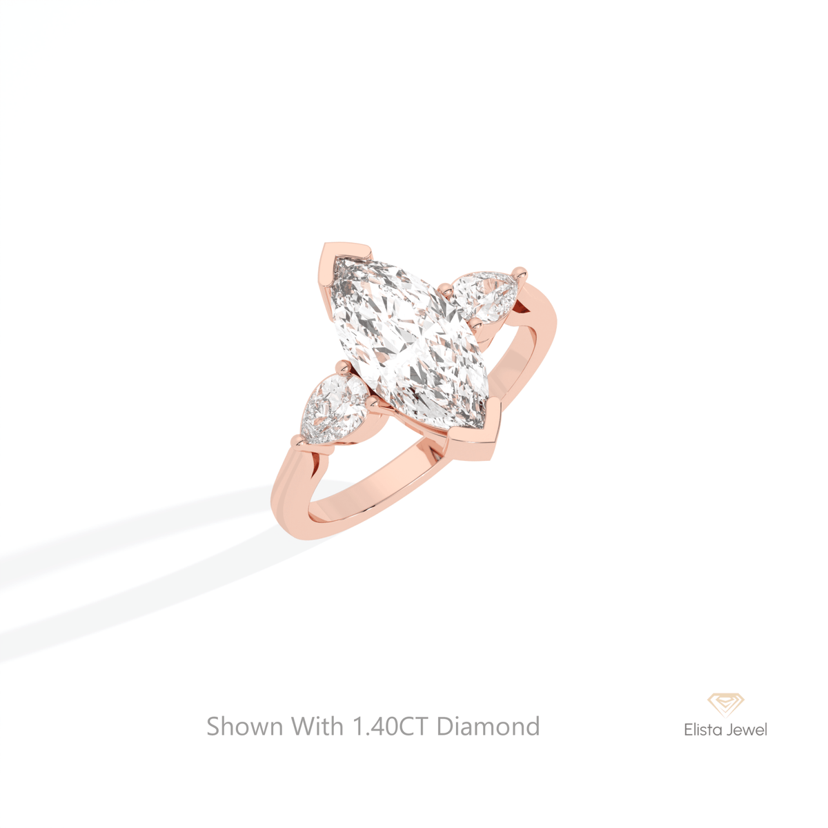 Marquise Cut Three Stone Wedding Lab Grown Diamond Ring in Platinum - Lifestyle View