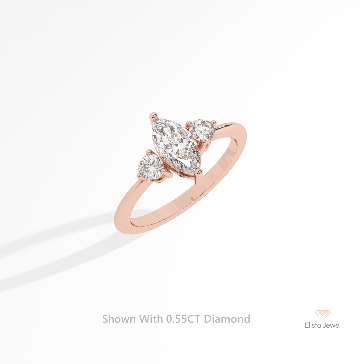 Marquise Cut Three Stone Wedding Lab Grown Diamond Ring in Platinum - Lifestyle View