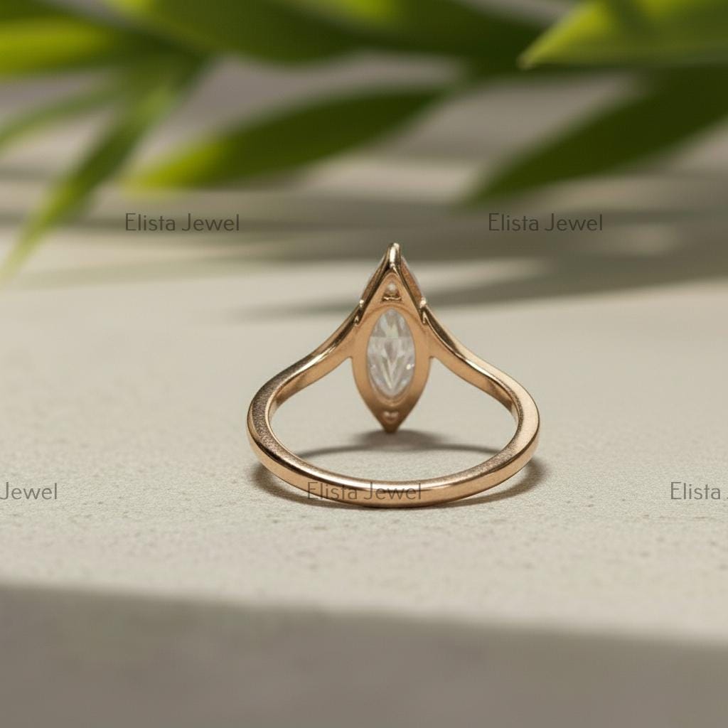 Marquise Lab Grown Diamond Engagement Ring, 14K Yellow Gold Split Shank