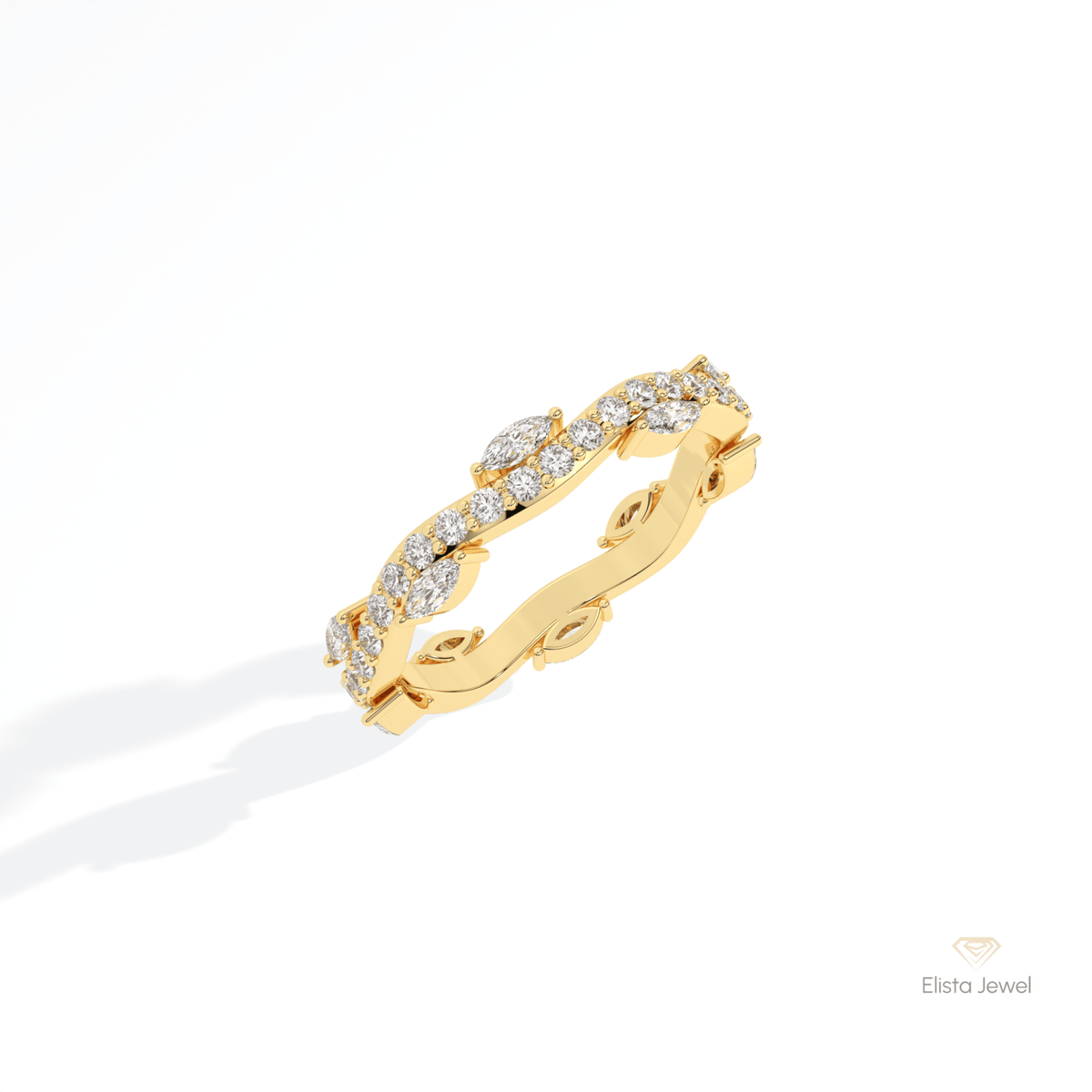 Marquise & Round Cut Full Eternity Lab Grown Diamond Band in Platinum - Lifestyle View