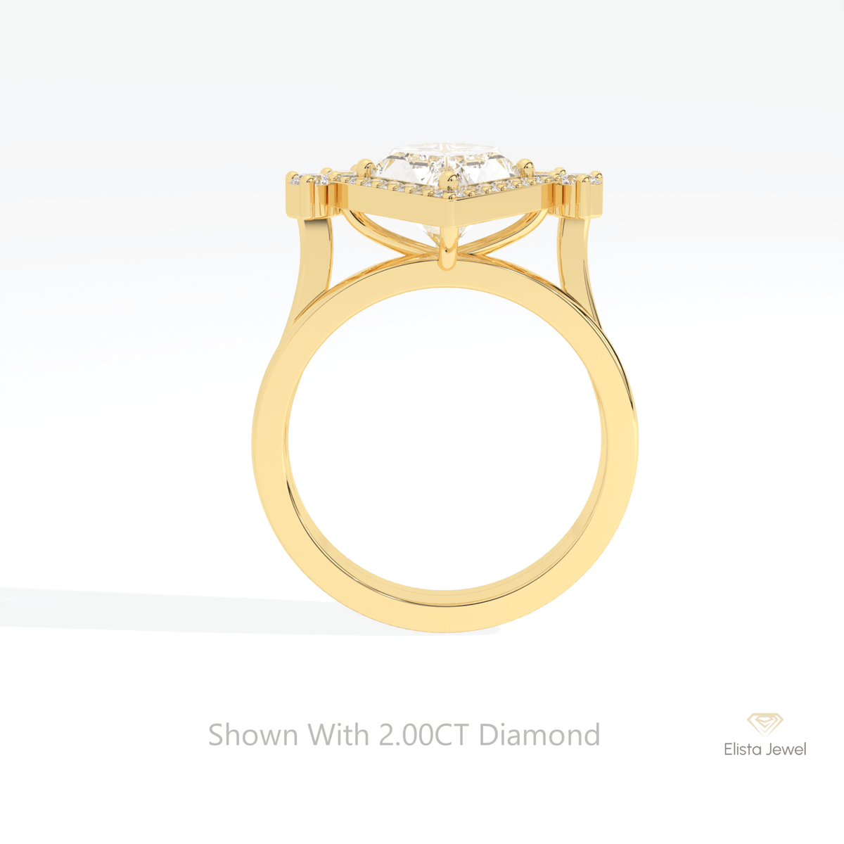 Matching Lab Grown Diamond Band With Kite Cut Halo Lab Grown Diamond Ring - Alternative View