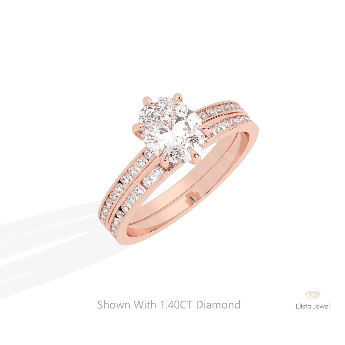 Matching Lab Grown Diamond Band With Oval Cut Lab Grown Diamond Ring Set in Platinum - Lifestyle View