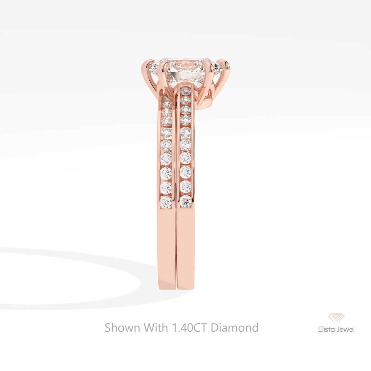 Matching Lab Grown Diamond Band With Oval Cut Lab Grown Diamond Ring Set - Additional View