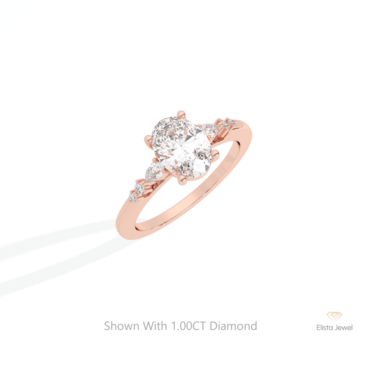 Oval Cut Accent Engagement Lab Grown Diamond Ring in Platinum - Lifestyle View