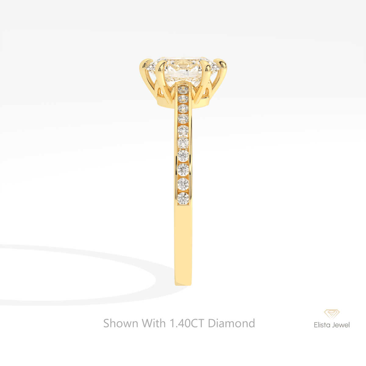 Oval Cut Accent Engagement Lab Grown Diamond Ring in 18K Yellow Gold - Perspective View