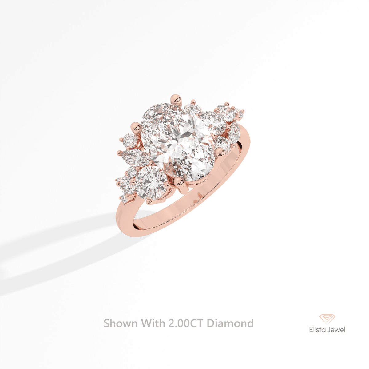 Oval Cut Accent Engagement Lab Grown Diamond Ring in Platinum - Lifestyle View