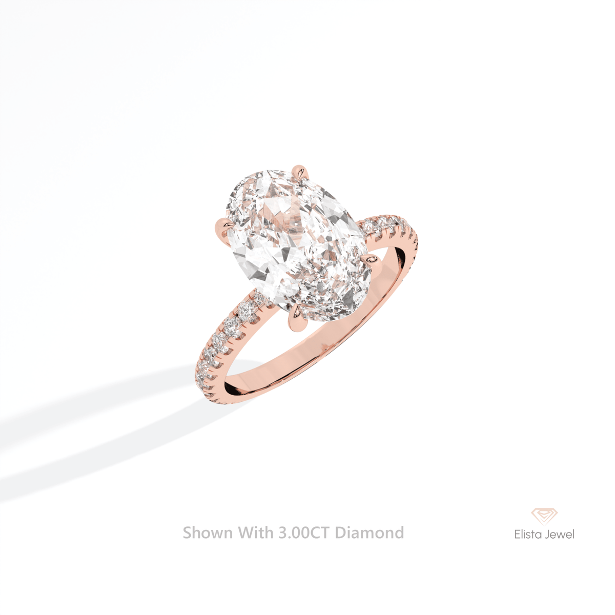 Oval Cut Accent Engagement Lab Grown Diamond Ring in Platinum - Lifestyle View
