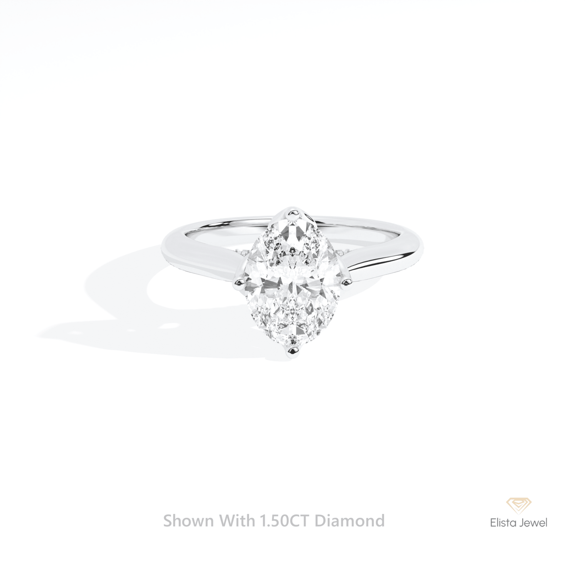 Oval Cut Accent Engagement Lab Grown Diamond Ring in 18K Rose Gold - Ring on Hand View