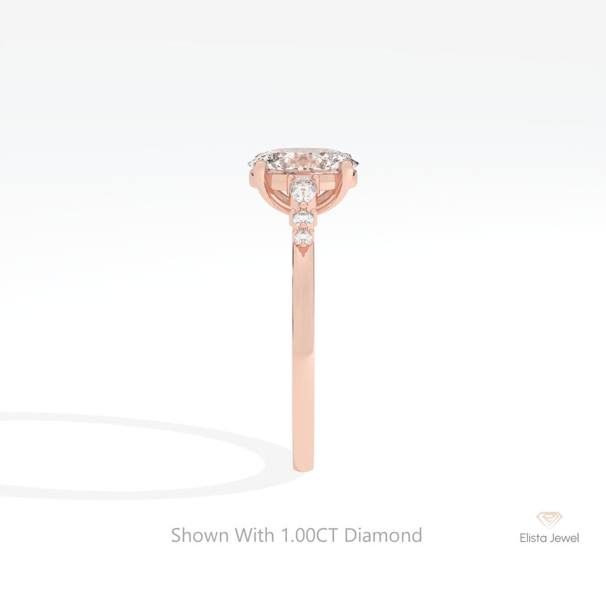 Oval Cut Accent Engagement Lab Grown Diamond Ring - Additional View