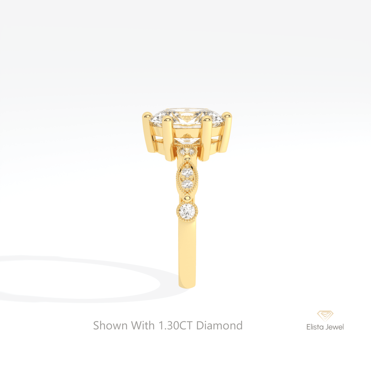 Oval Cut Accent Engagement Lab Grown Diamond Ring - Additional View