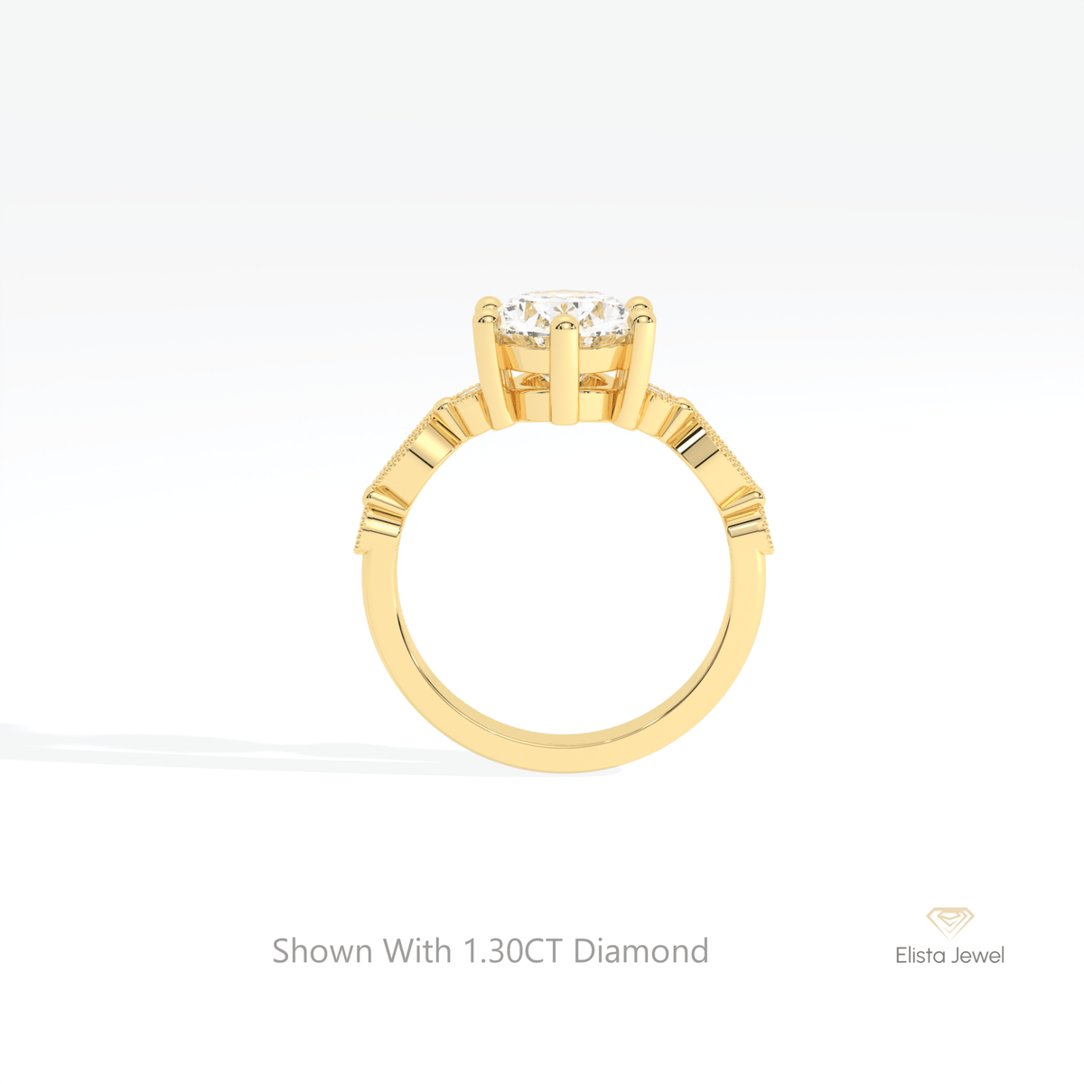 Oval Cut Accent Engagement Lab Grown Diamond Ring - Alternative View