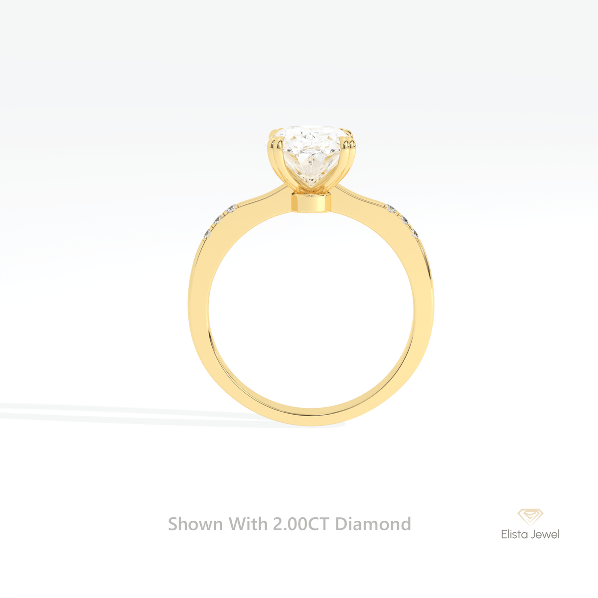 Oval Cut Accent Engagement Lab Grown Diamond Ring in 10K Rose Gold - Angled View