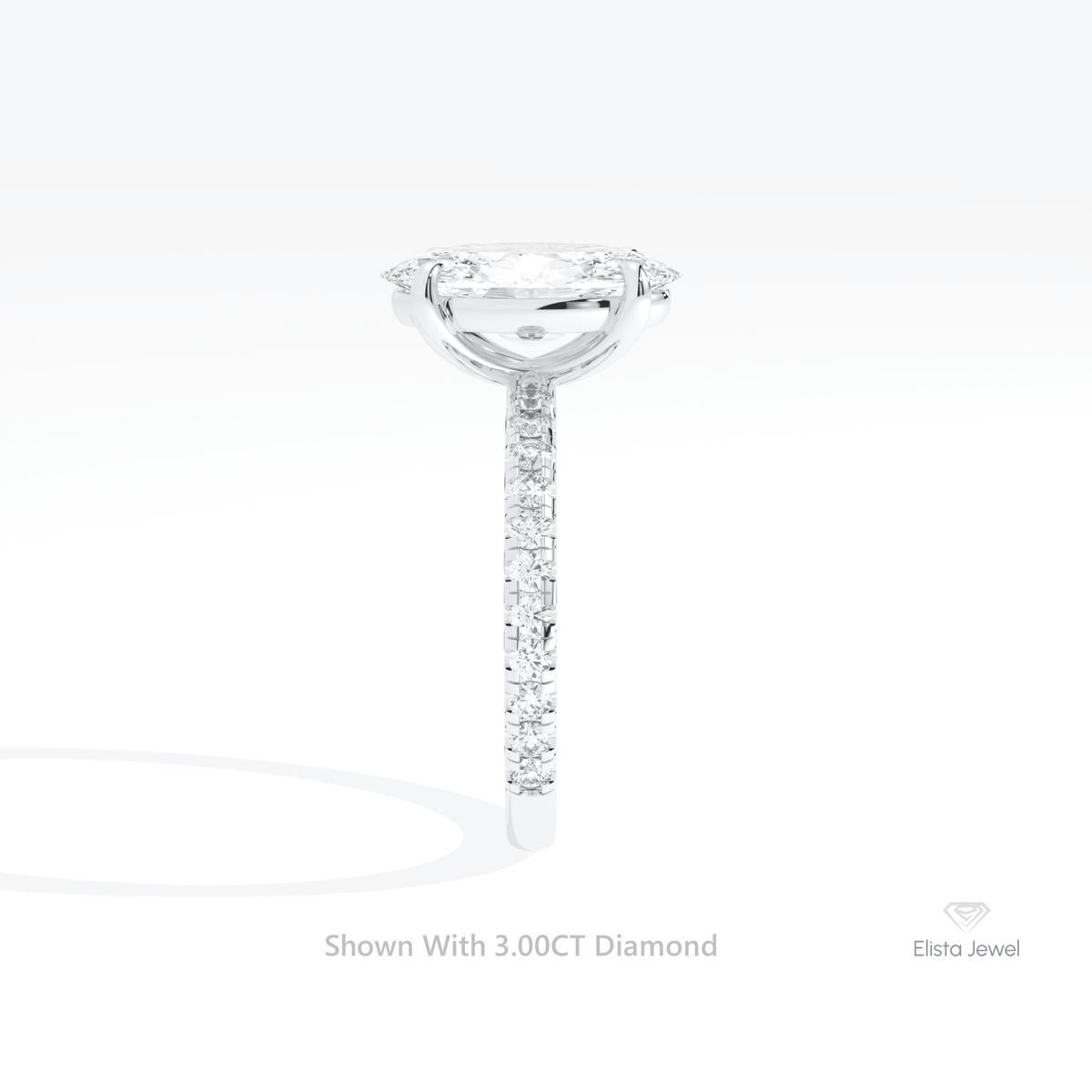Oval Cut Accent Engagement Lab Grown Diamond Ring in 18K Yellow Gold - Perspective View