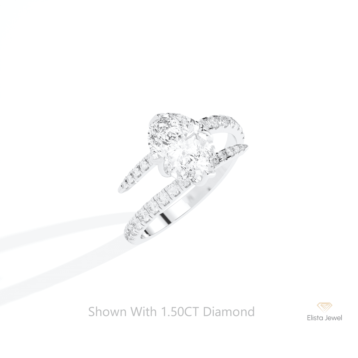 Oval Cut Accent Engagement Lab Grown Diamond Ring in 14K Rose Gold - Profile View