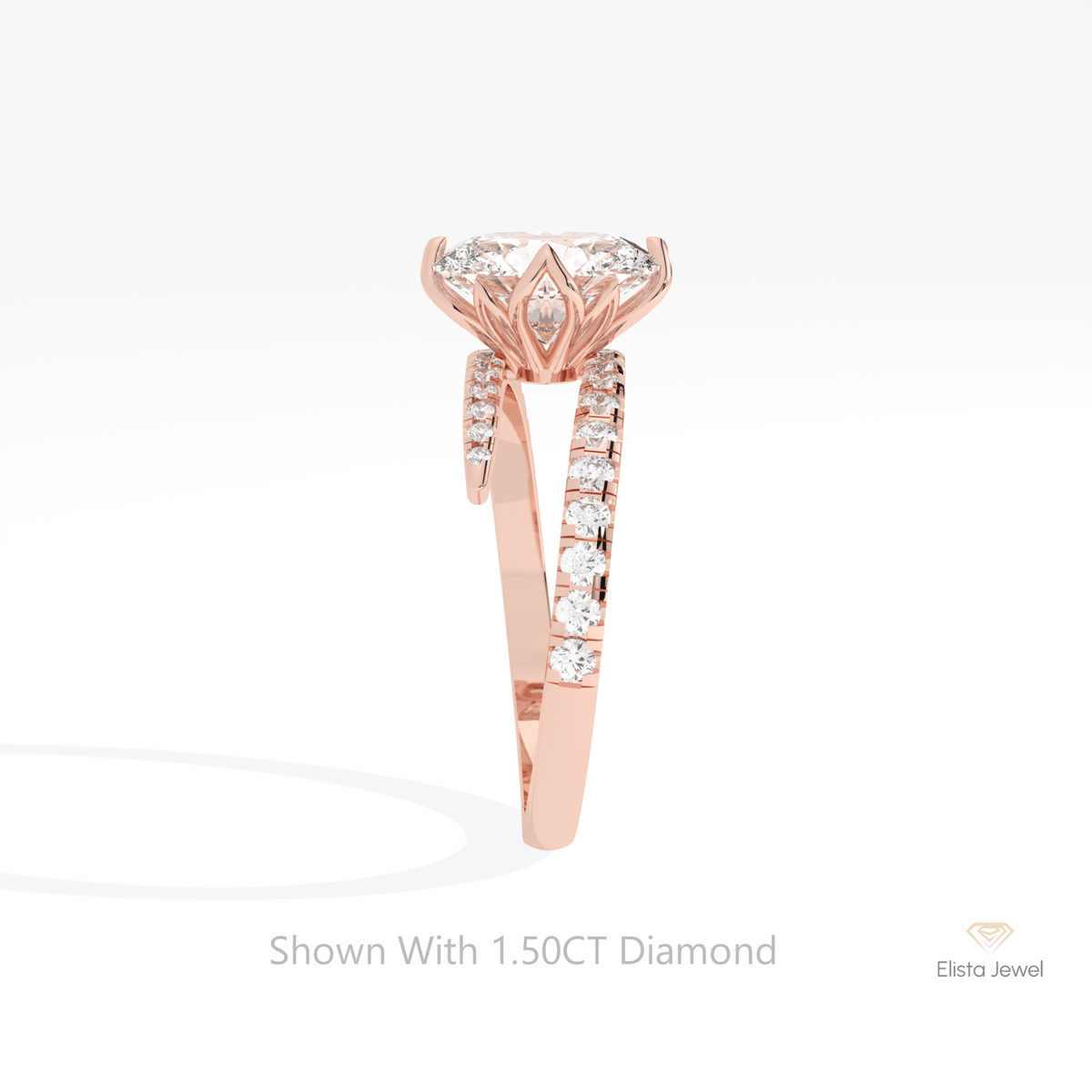 Oval Cut Accent Engagement Lab Grown Diamond Ring - Additional View
