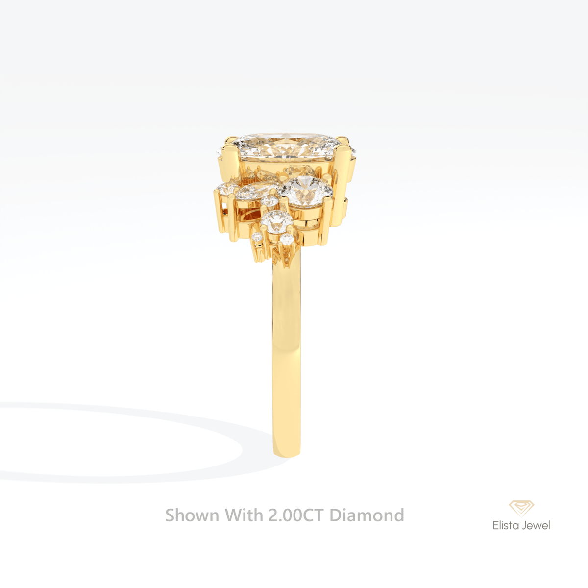 Oval Cut Accent Engagement Lab Grown Diamond Ring in 14K Rose Gold - Top View