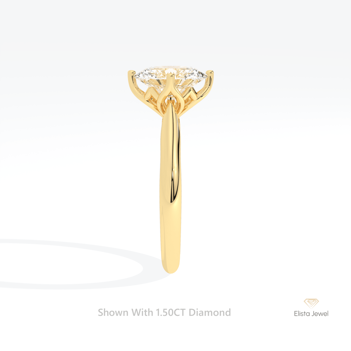 Oval Cut Accent Engagement Lab Grown Diamond Ring in 14K White Gold - Top View