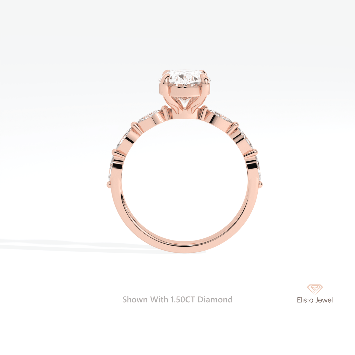 Oval Cut Accent Engagement Lab Grown Diamond Ring - Alternative View