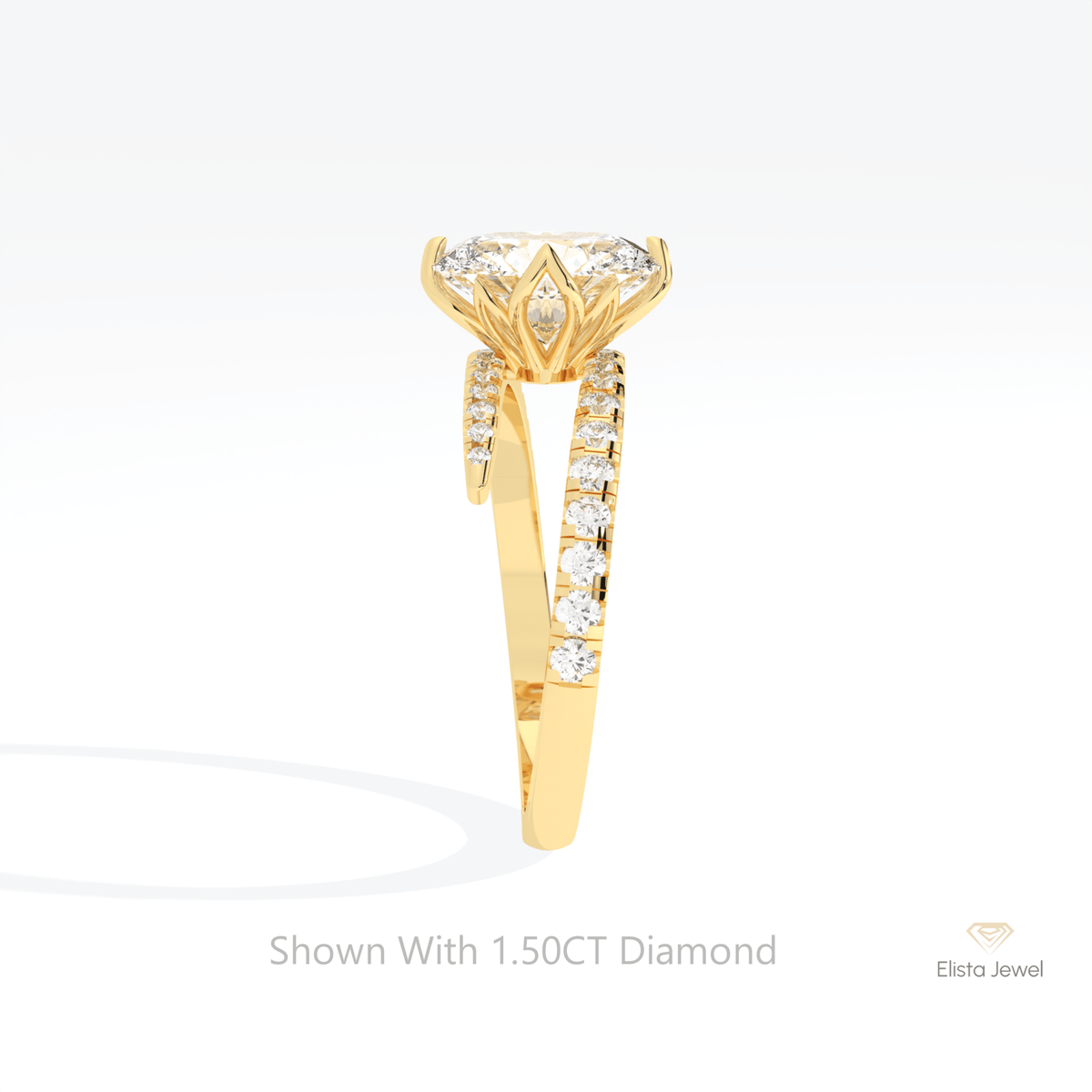 Oval Cut Accent Engagement Lab Grown Diamond Ring in 14K White Gold - Top View