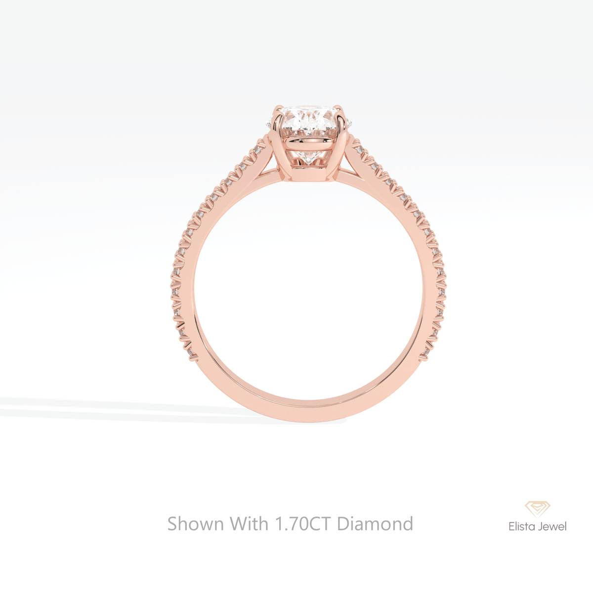 Oval Cut Accent Engagement Lab Grown Diamond Ring - Alternative View