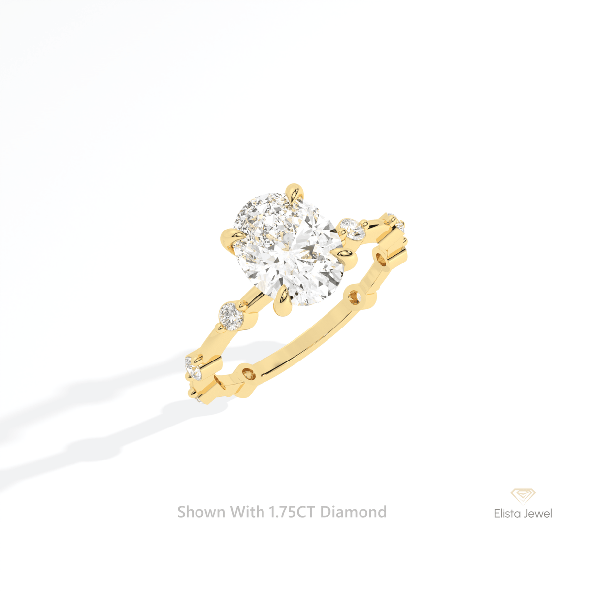 Oval Cut Accent Engagement Lab Grown Diamond Ring in Platinum - Lifestyle View