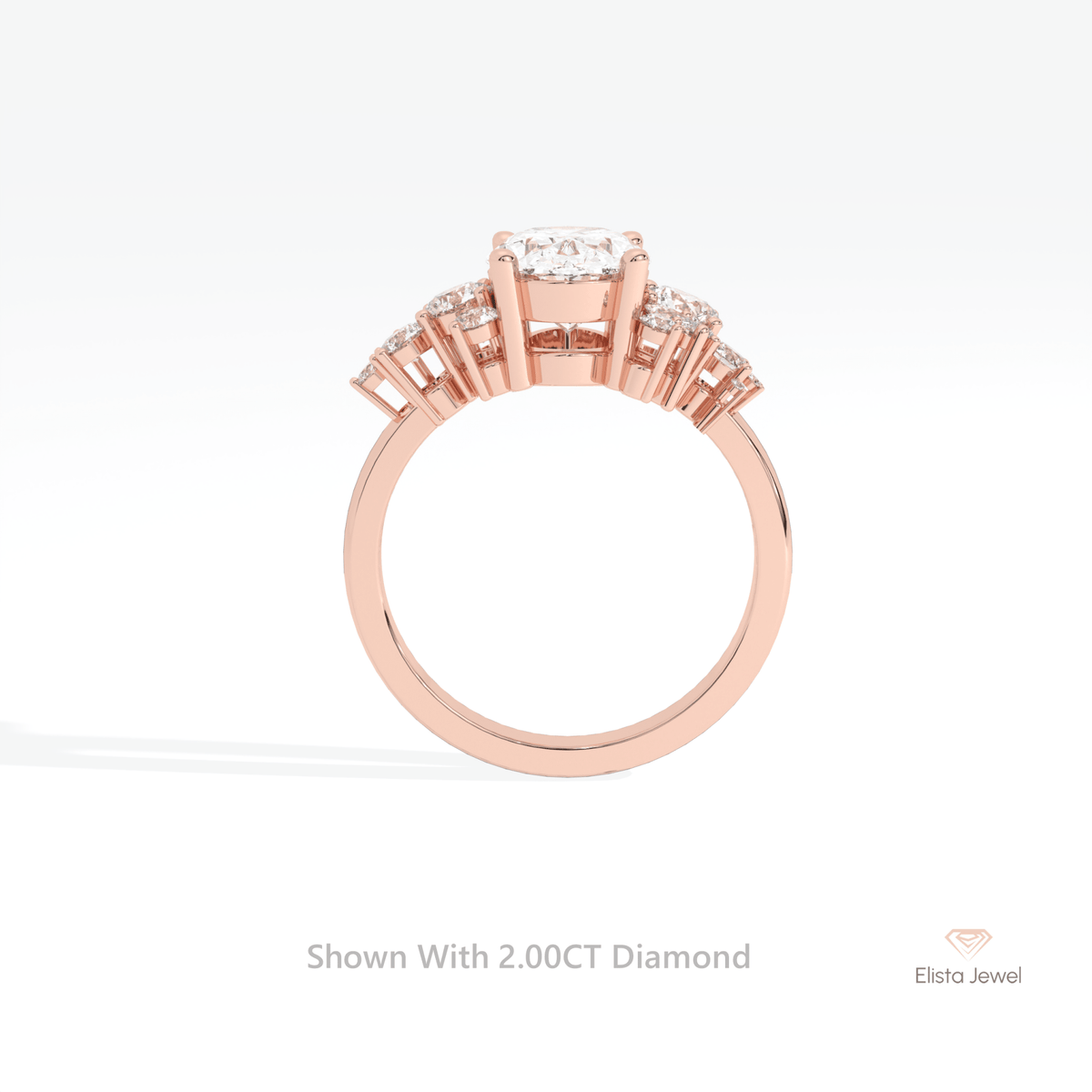 Oval Cut Accent Engagement Lab Grown Diamond Ring - Alternative View