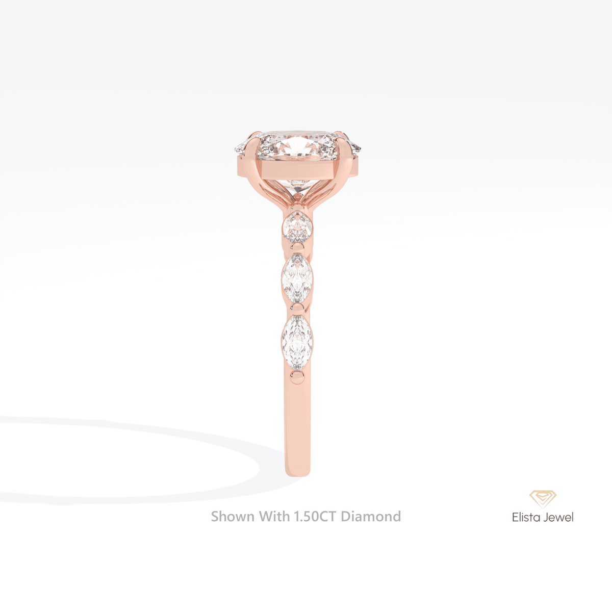Oval Cut Accent Engagement Lab Grown Diamond Ring - Additional View