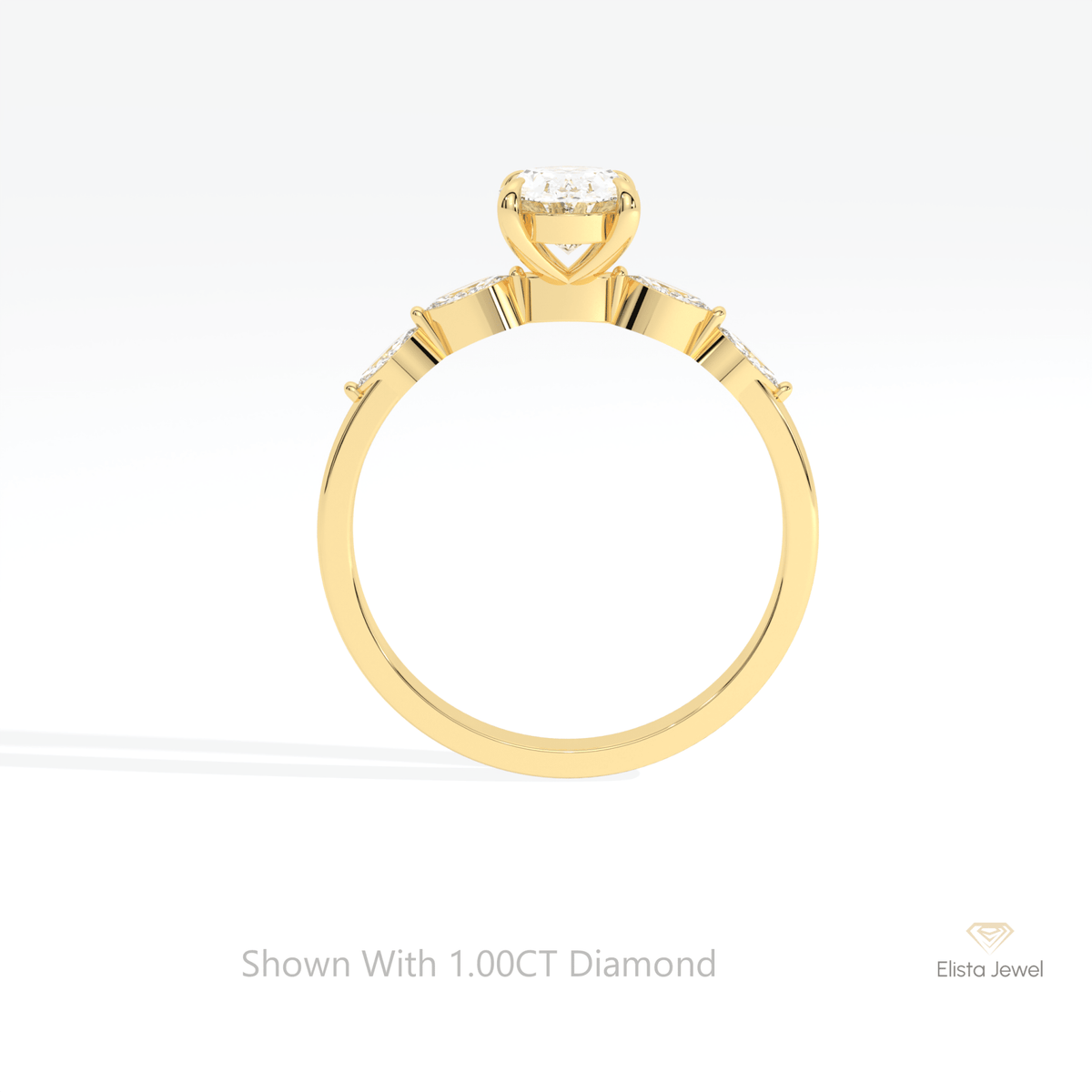 Oval Cut Accent Engagement Lab Grown Diamond Ring - Alternative View