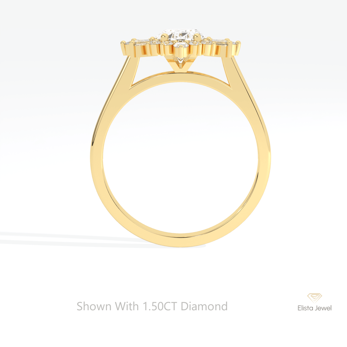 Oval Cut Art Deco Engagement Lab Grown Diamond Ring in 10K Rose Gold - Angled View