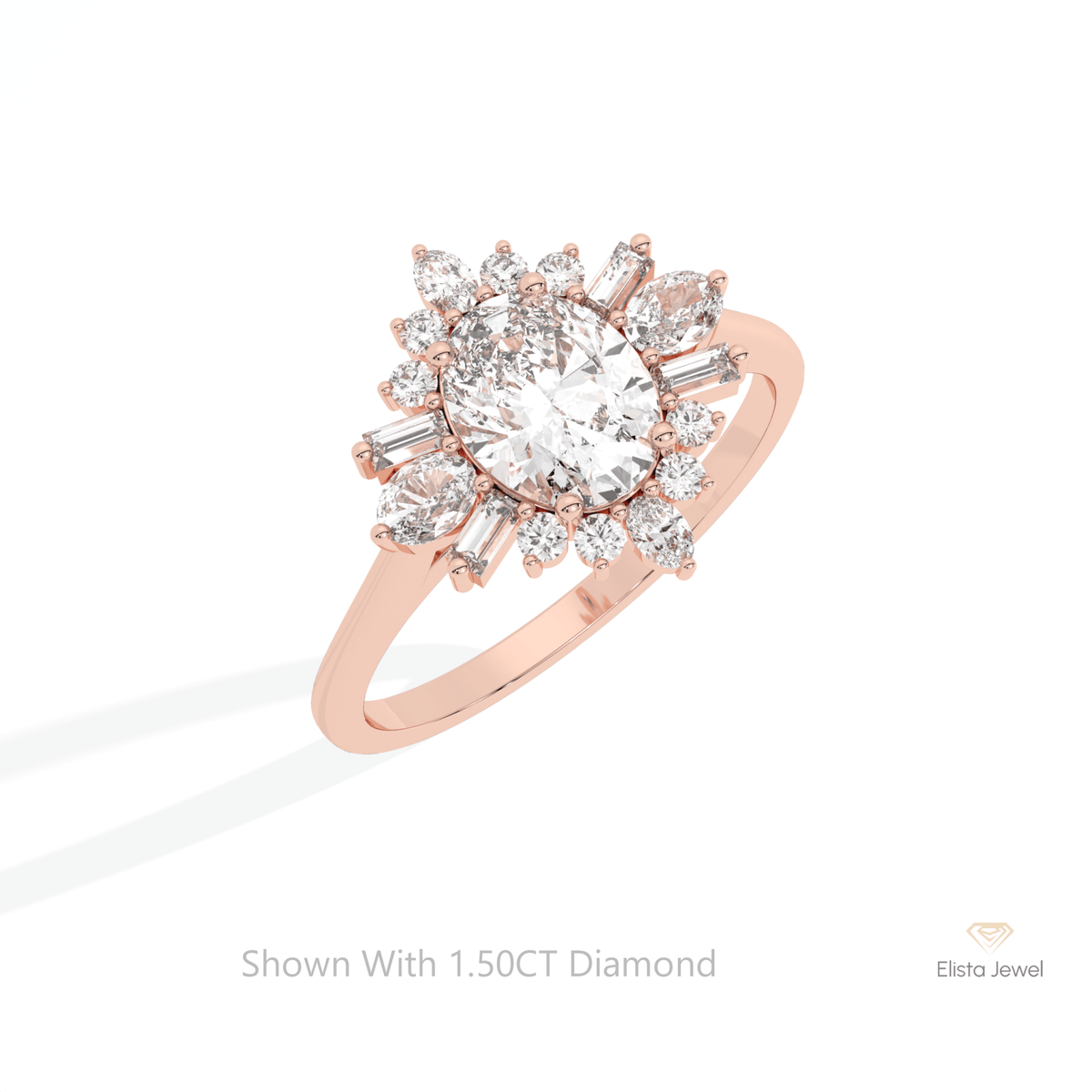 Oval Cut Art Deco Engagement Lab Grown Diamond Ring in Platinum - Lifestyle View