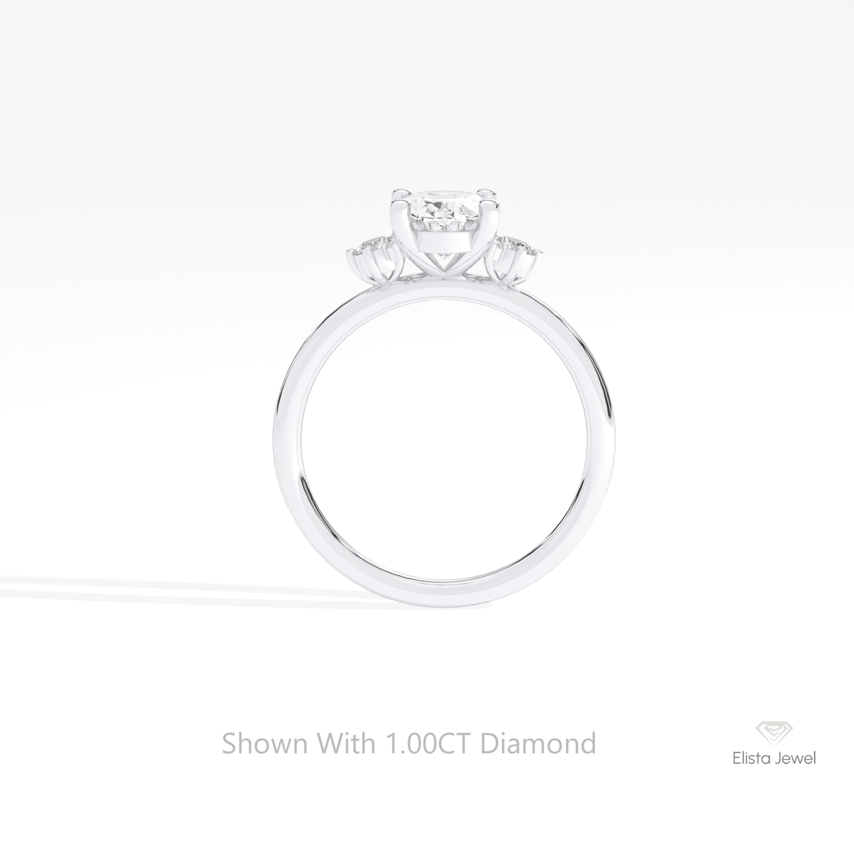 Oval Cut Cluster Engagement Lab Grown Diamond Ring - Alternative View
