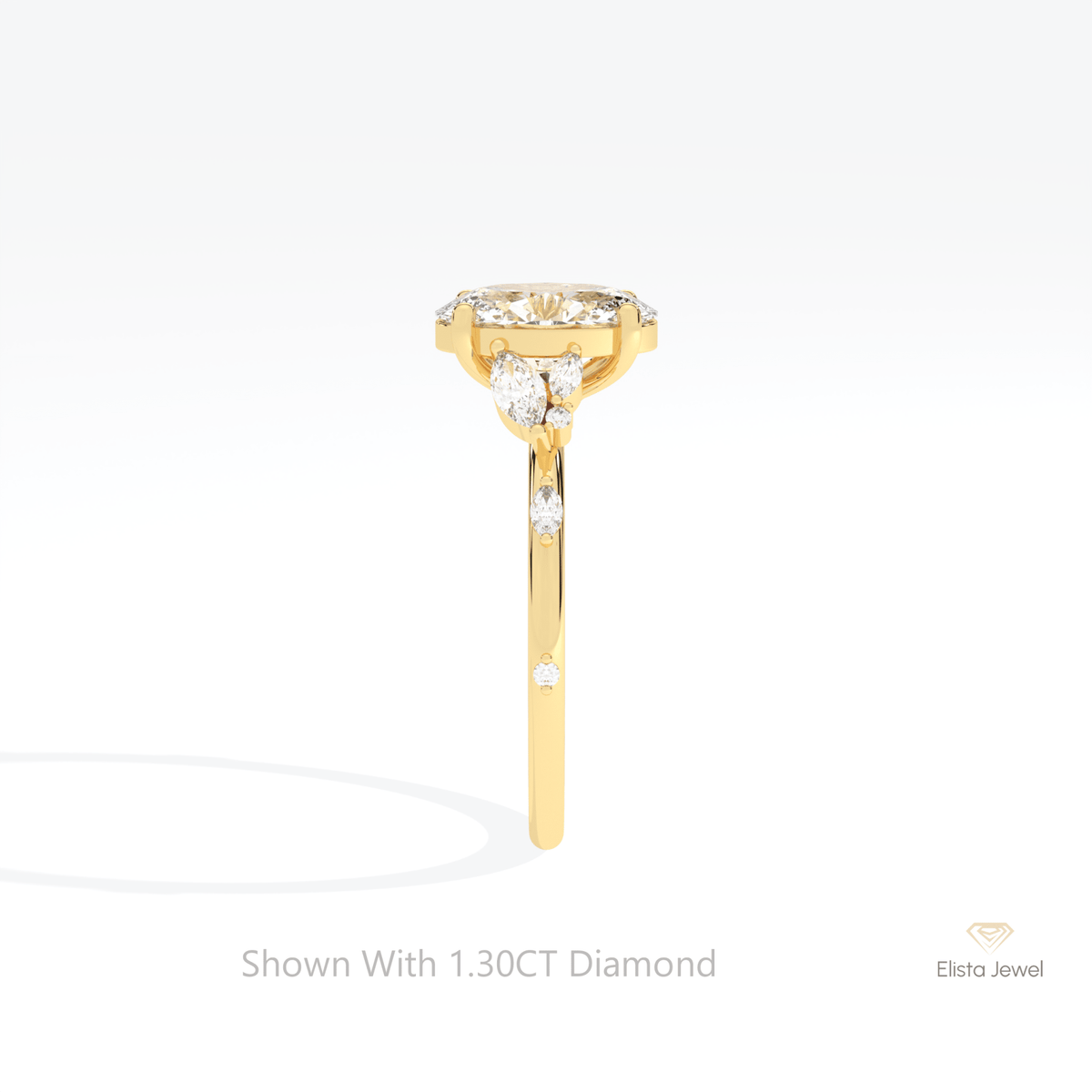 Oval Cut Cluster Engagement Lab Grown Diamond Ring - Additional View