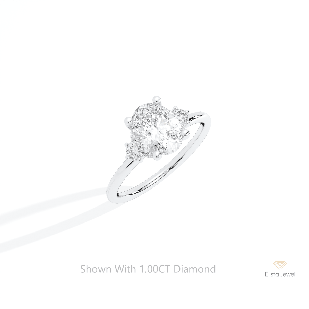 Oval Cut Cluster Engagement Lab Grown Diamond Ring in Platinum - Lifestyle View