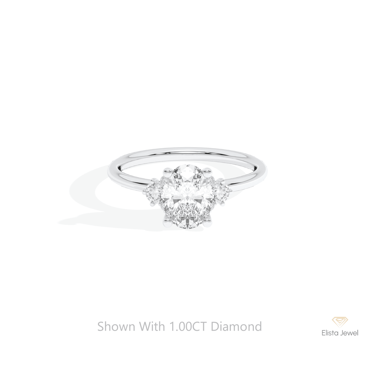 Oval Cut Cluster Engagement Lab Grown Diamond Ring in 18K Rose Gold - Ring on Hand View