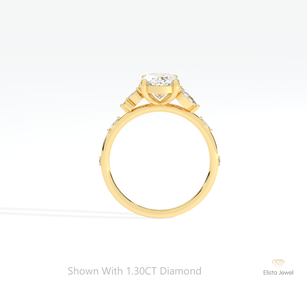 Oval Cut Cluster Engagement Lab Grown Diamond Ring - Alternative View