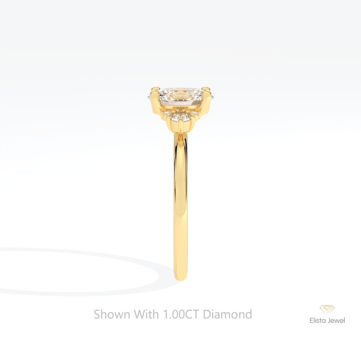 Oval Cut Cluster Engagement Lab Grown Diamond Ring in 14K White Gold - Top View