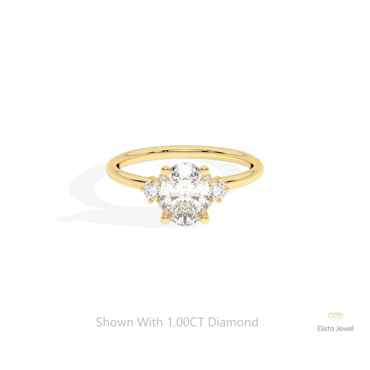 Oval Cut Cluster Engagement Lab Grown Diamond Ring in 10K White Gold - Front View