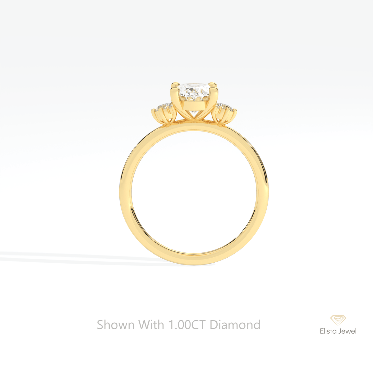 Oval Cut Cluster Engagement Lab Grown Diamond Ring in 10K Rose Gold - Angled View