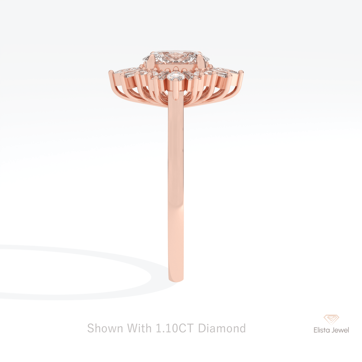Oval Cut Cluster Starburst Lab Grown Diamond Ring - Additional View
