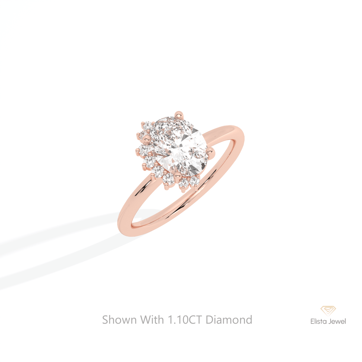 Oval Cut Cluster Wedding Lab Grown Diamond Ring in Platinum - Lifestyle View