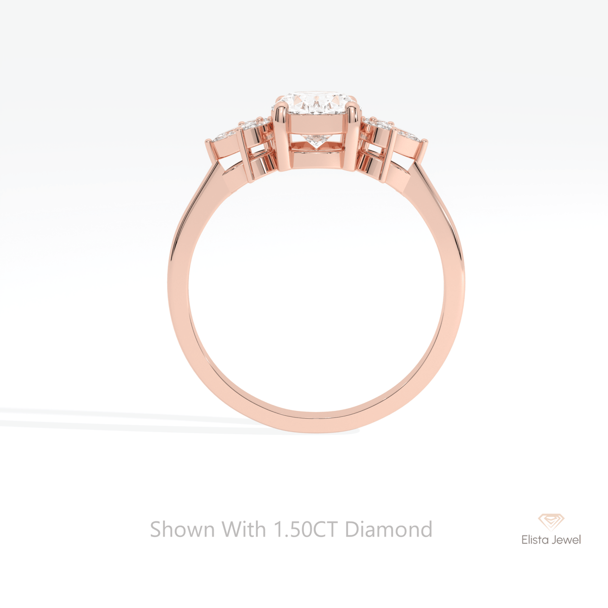 Oval Cut Cluster Wedding Lab Grown Diamond Ring - Alternative View