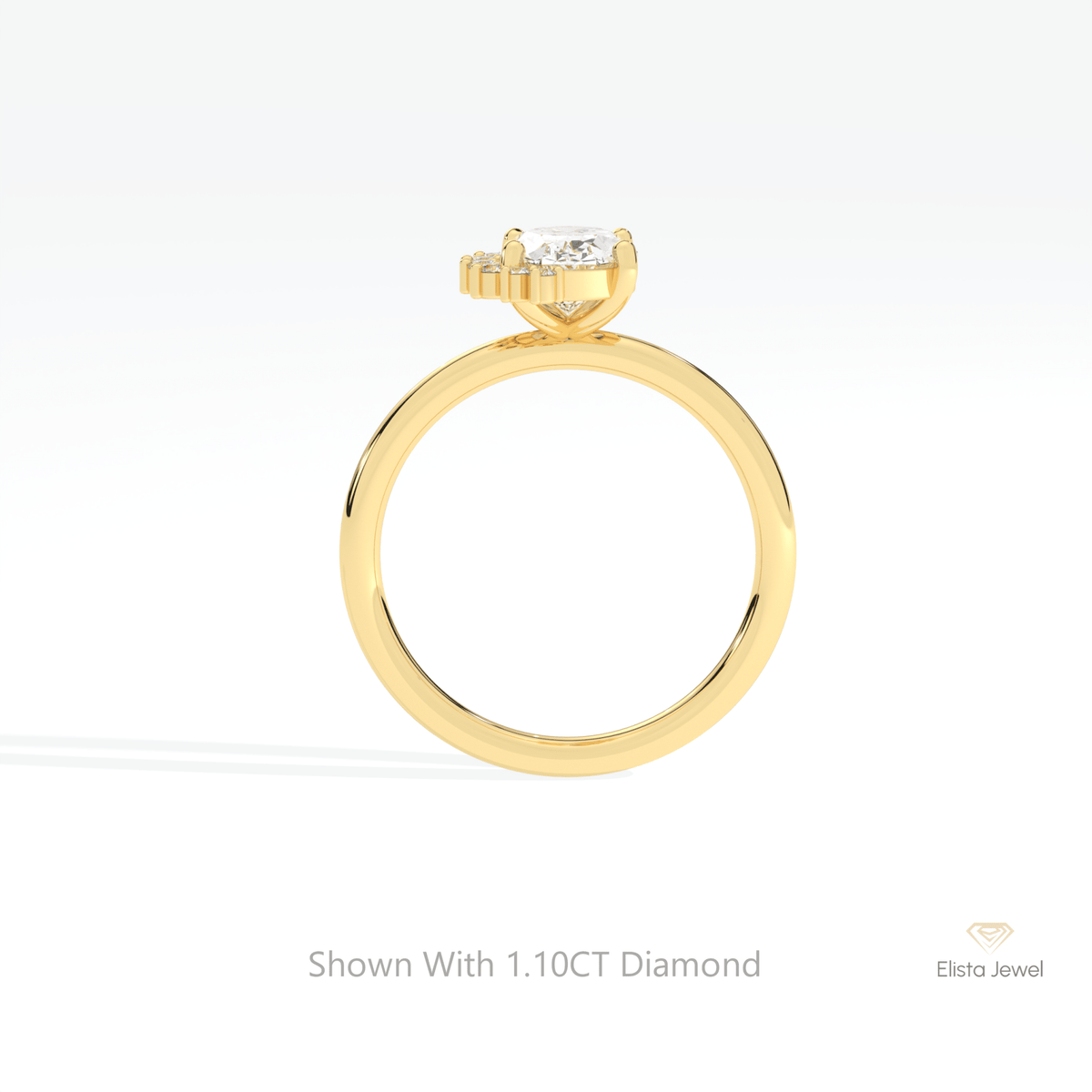 Oval Cut Cluster Wedding Lab Grown Diamond Ring in 10K Rose Gold - Angled View