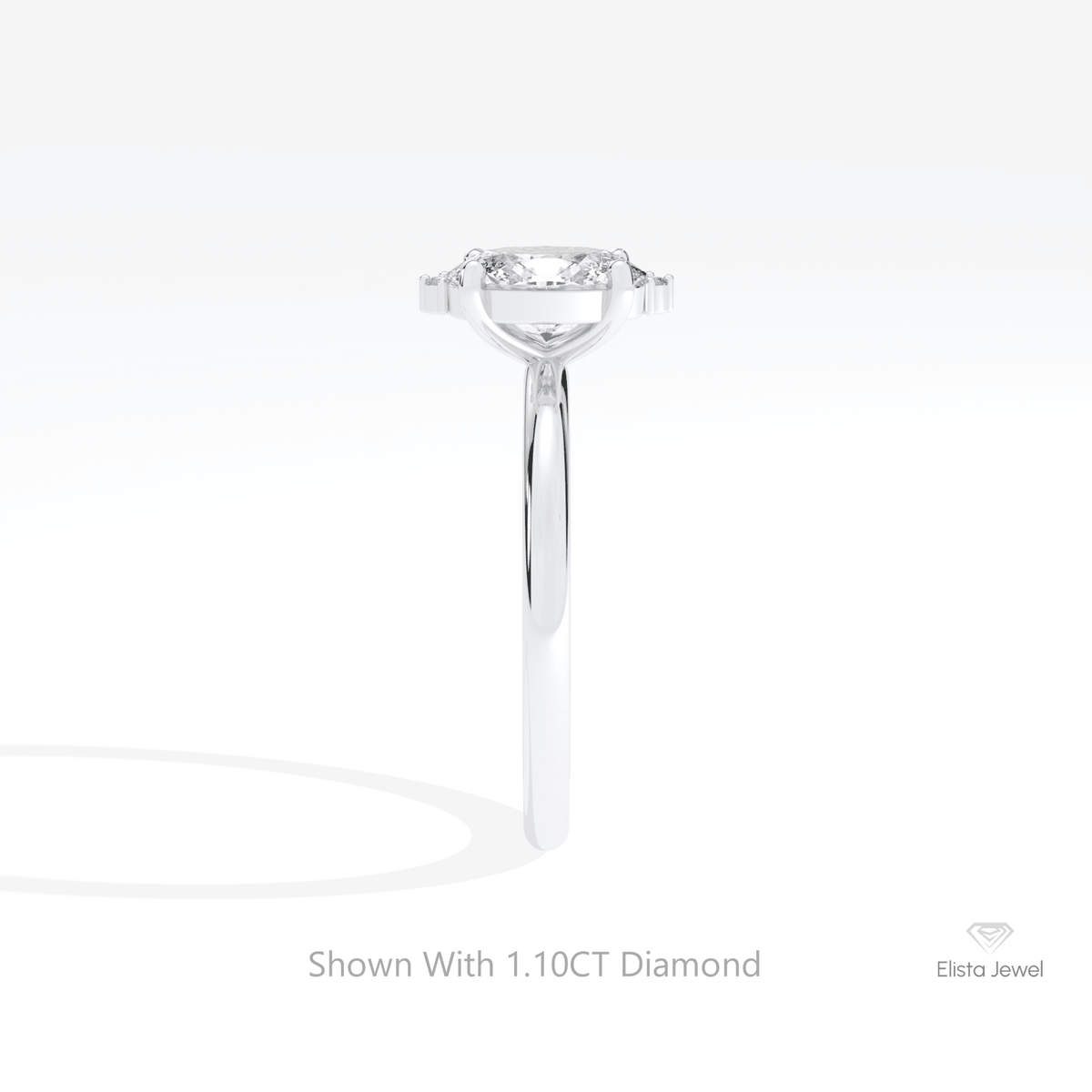 Oval Cut Cluster Wedding Lab Grown Diamond Ring in 18K Yellow Gold - Perspective View