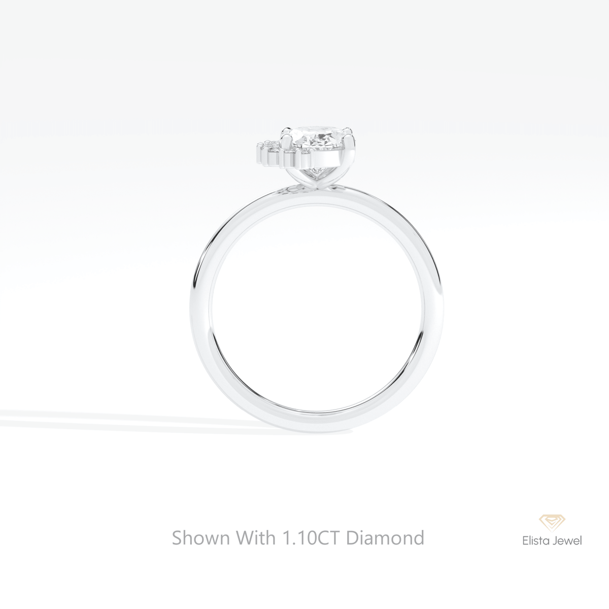 Oval Cut Cluster Wedding Lab Grown Diamond Ring in 18K White Gold - Close-up View