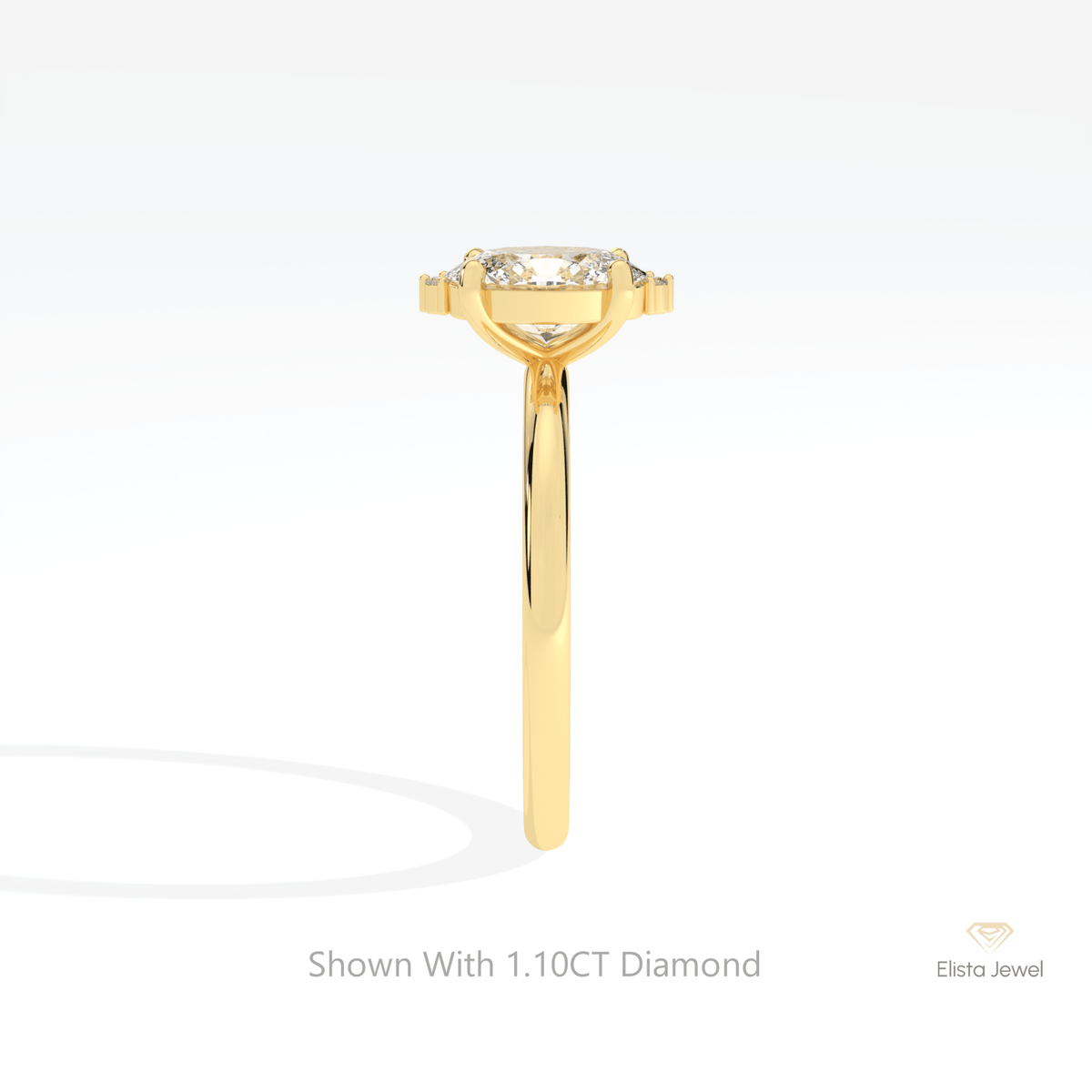 Oval Cut Cluster Wedding Lab Grown Diamond Ring in 14K White Gold - Top View