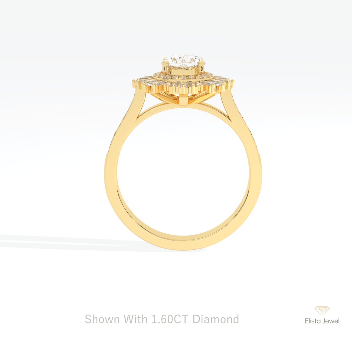Oval Cut Double Halo Art Deco Lab Grown Diamond Ring - Alternative View
