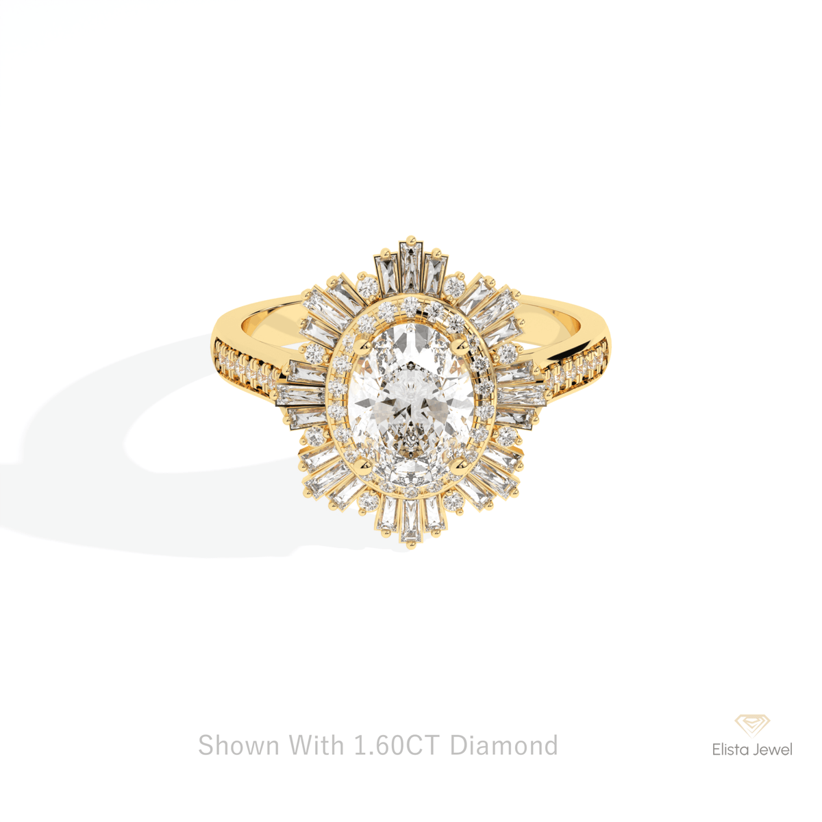Oval Cut Double Halo Art Deco Lab Grown Diamond Ring in 18K Rose Gold - Ring on Hand View