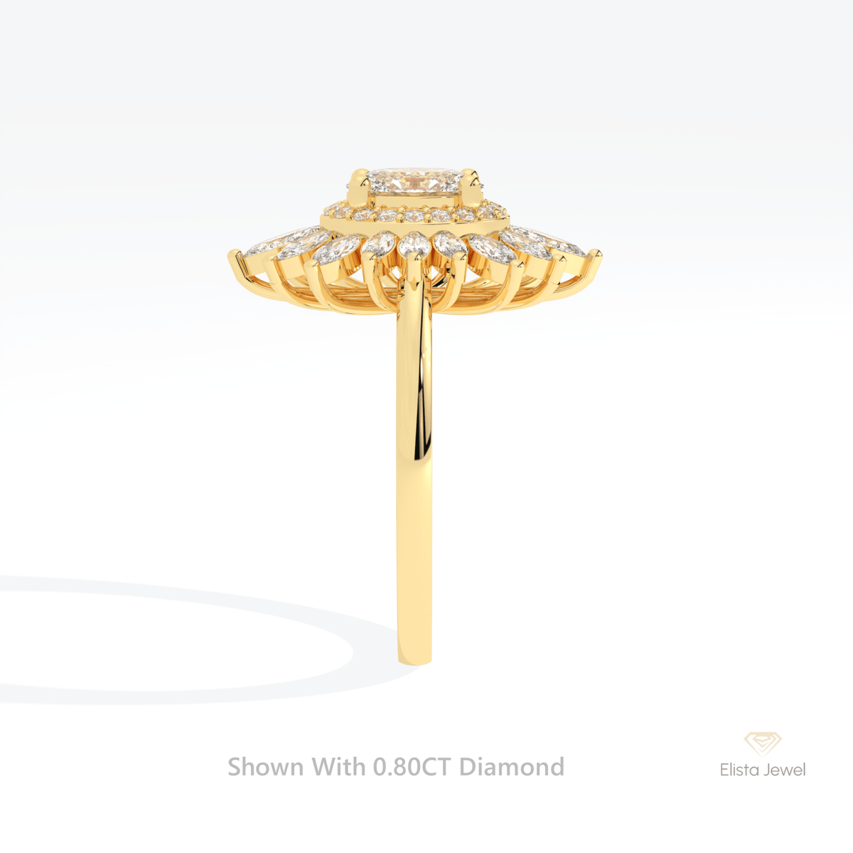 Oval Cut Double Halo Starburst Lab Grown Diamond Ring - Additional View