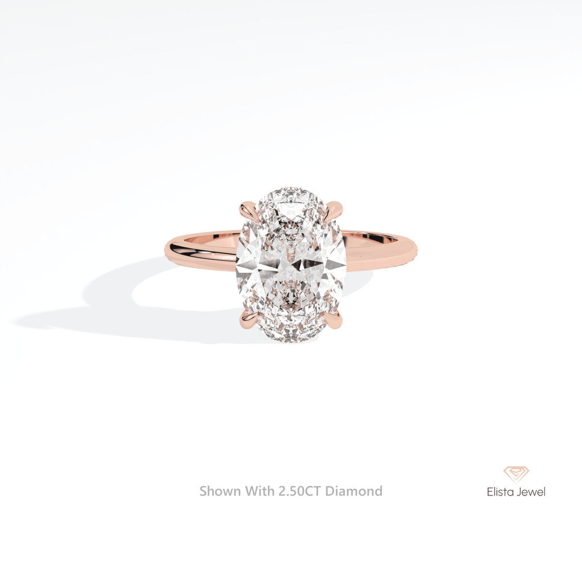 Oval Cut Double Hidden Halo Engagement Lab Grown Diamond Ring in 18K Rose Gold - Ring on Hand View