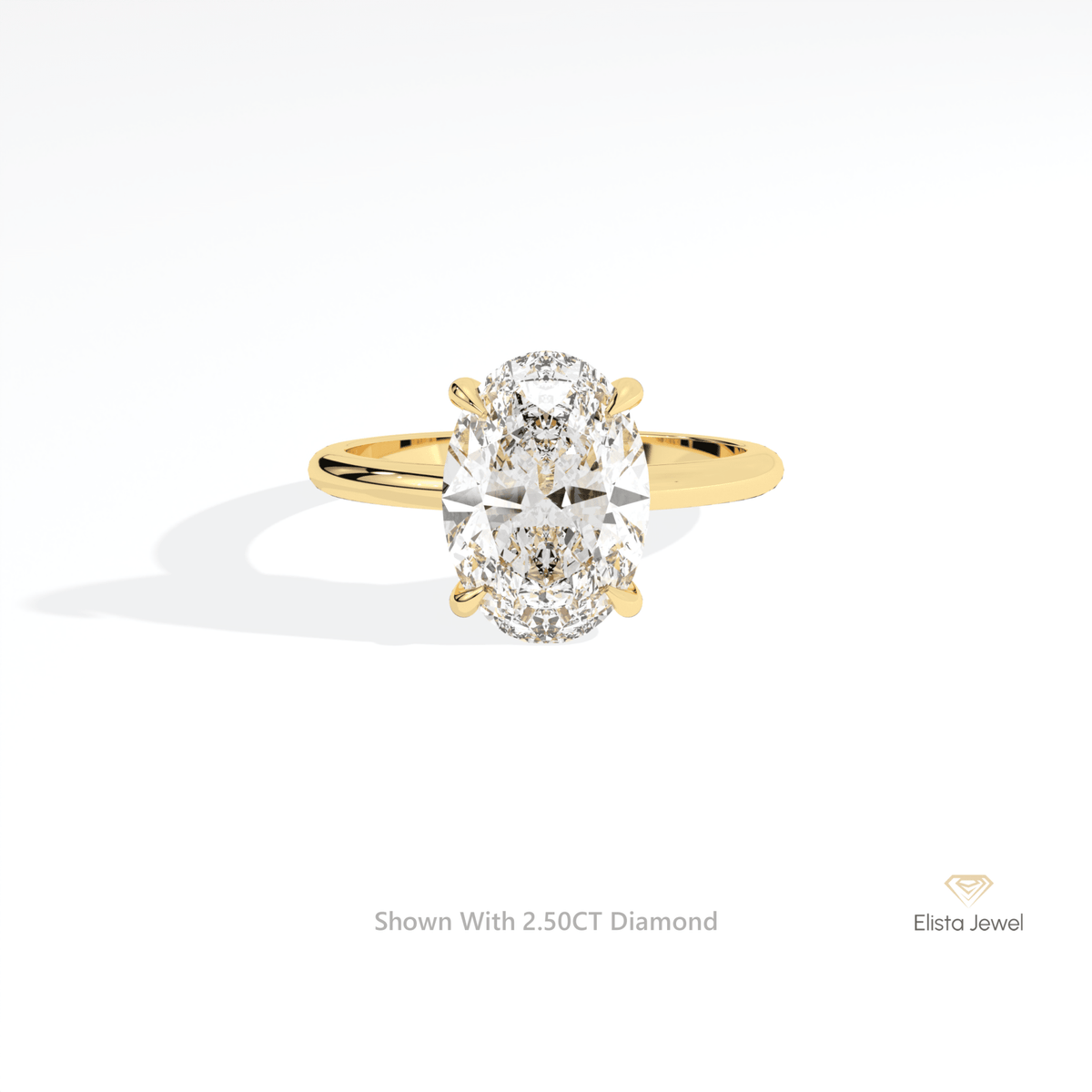 Oval Cut Double Hidden Halo Engagement Lab Grown Diamond Ring in 10K White Gold - Front View